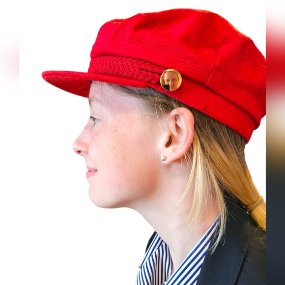 Zara 56cm red sports cap canvas / denim bought but never worn - Picture 2 of 11